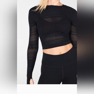 Fabletics Black Cropped Cutout Top